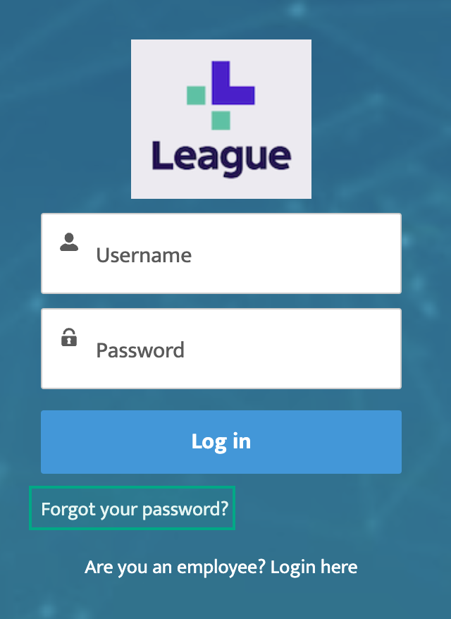 league's digital success portal sign in screen with forgot your password button highlighted