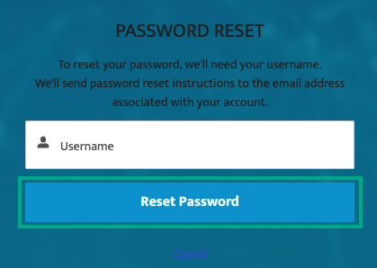 league's digital success portal password reset screen with reset password button highlighted
