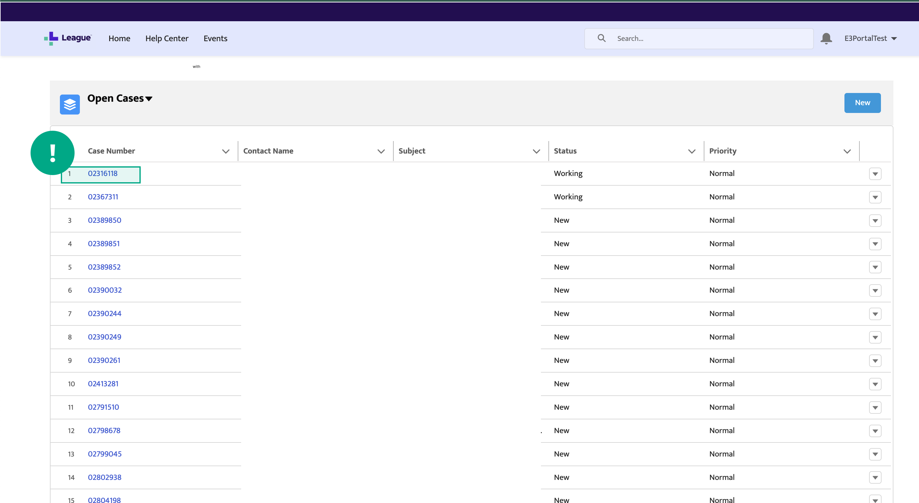 league's digital success portal open cases view case number highlighted