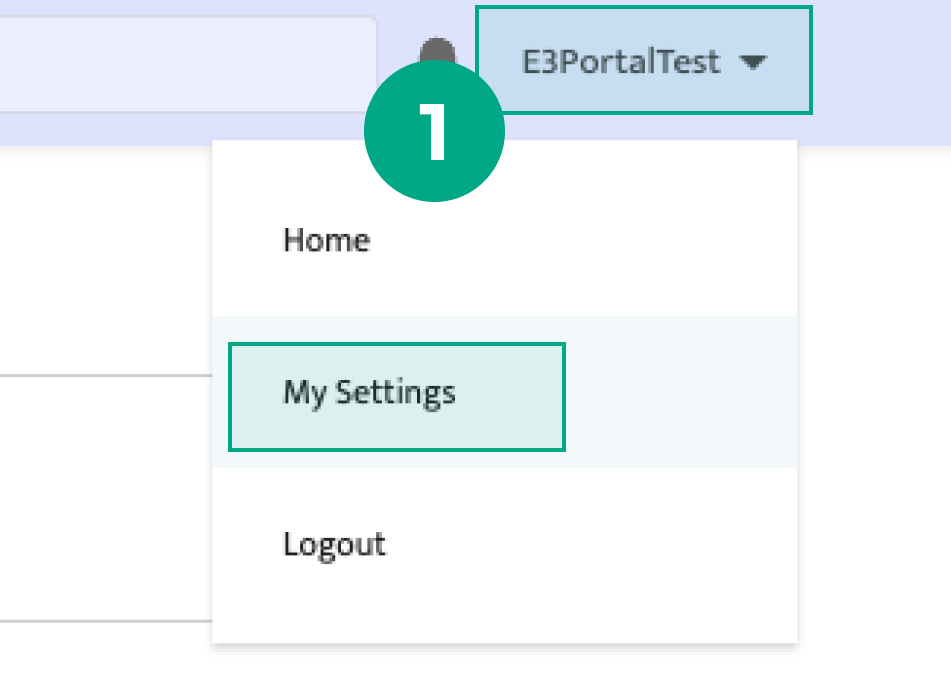 league's digital success portal header bar with the profile button and my setting option highlighted