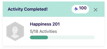 Activity completed success card