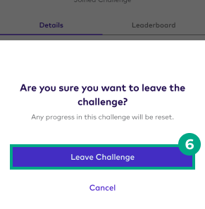 Leave challenge pop-up confirmation screen