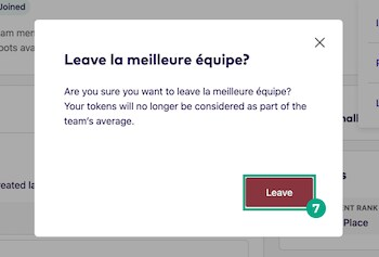 Leave team confirmation pop-up