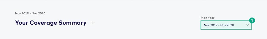 your coverage summary screen plan year date picker