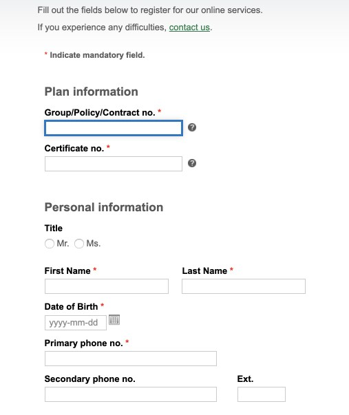 desjardins plan and personal information screen