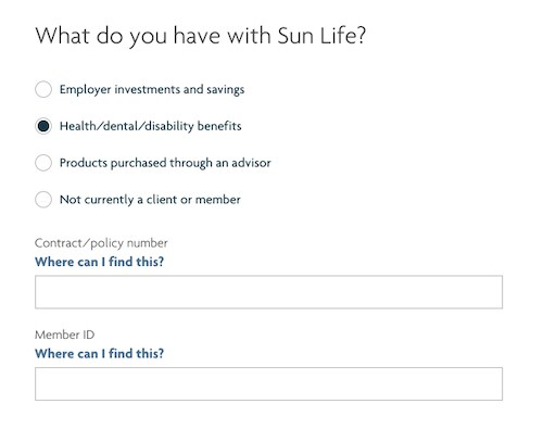 sun life website existing sun life plan screen