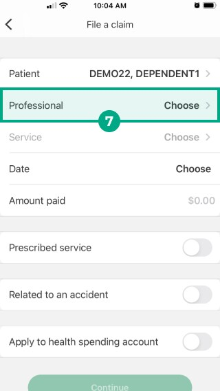 desjardins omni app claim screen with professional highlighted