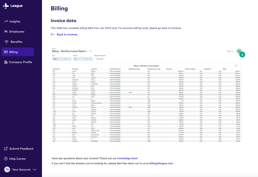 HR portal invoice data screen with the ellipsis button highlighted