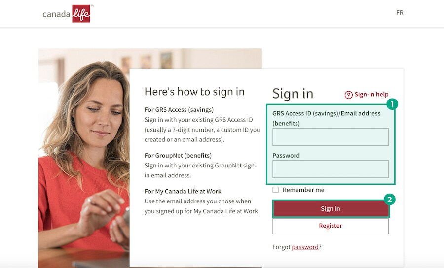 canada life website sign in screen
