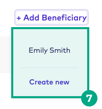 Designating Beneficiaries page on the League website with the Add Beneficiary dropdown highlighted