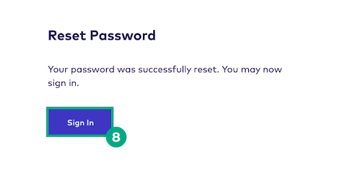 sign in button highlighted in the reset password screen