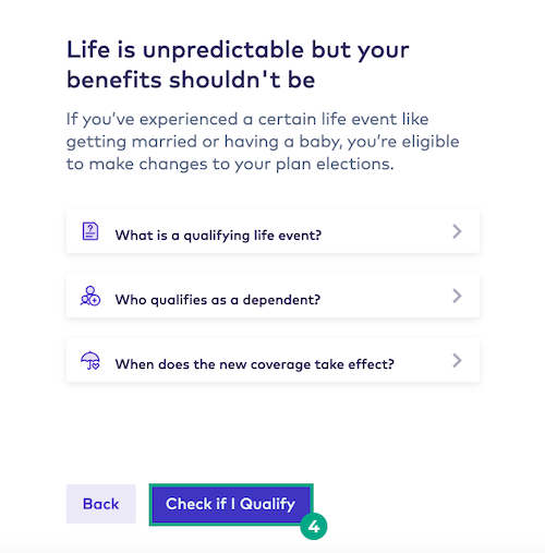 Check if I qualify button highlighted in the dependents screen