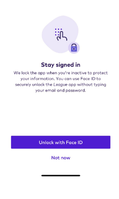 Screen offering the option to unlock the app with Face ID 