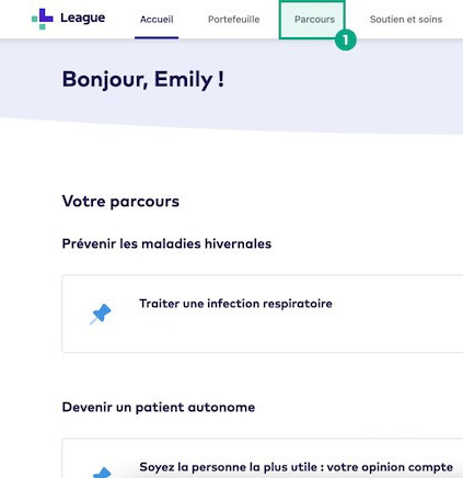 Bouton Voyage mis en évidence sur l'écran d'accueil du site Web de League