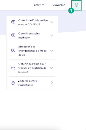 Icône de notifications (cloche) mise en évidence sur l'écran d'accueil du site Web de League