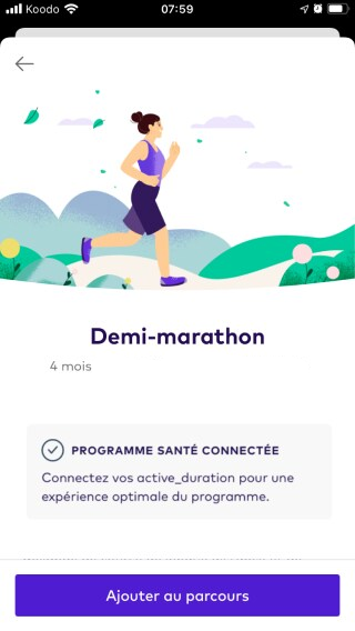 Capture d'écran d'un programme de santé connectée dans l'application mobile League