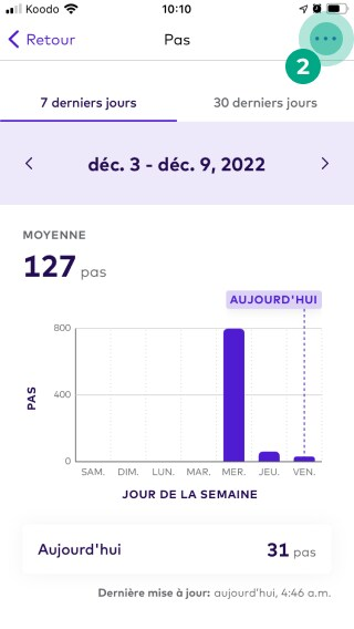 icône de points de suspension en surbrillance dans l'écran des points de données