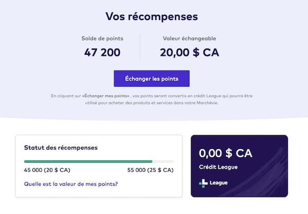 Votre page Récompenses sur le site Web de la Ligue