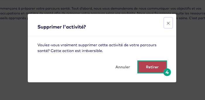 Supprimer la fenêtre contextuelle de confirmation d'activité avec le bouton de suppression en surbrillance