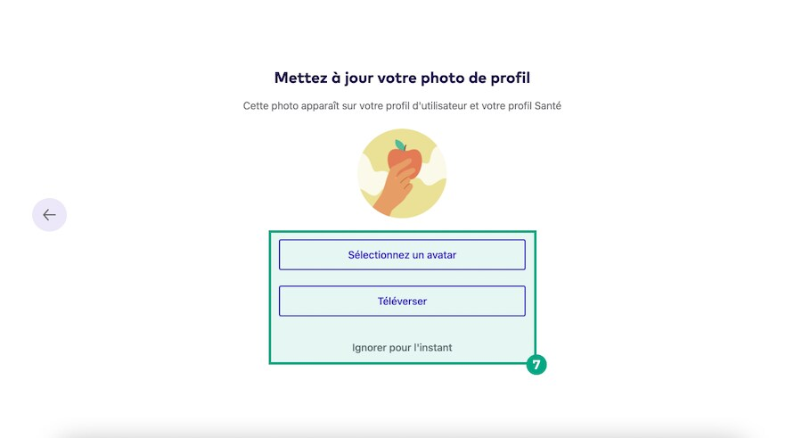 Mettez à jour l'écran photo de votre profil de défi avec les boutons en surbrillance