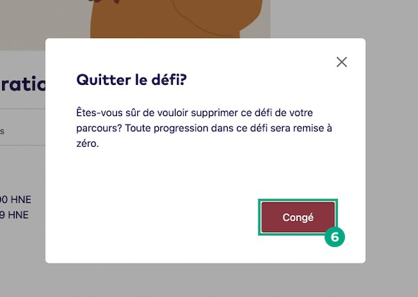 Quitter la fenêtre contextuelle de confirmation du défi