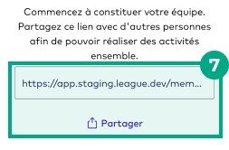 Lien d'équipe pour inviter des amis