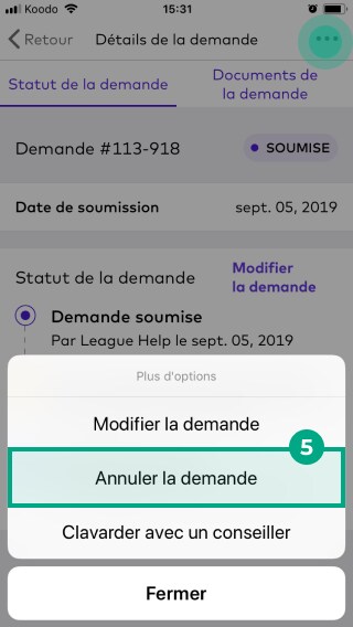 Annuler la fenêtre contextuelle de confirmation de réclamation avec le bouton Oui en surbrillance sur l'application League