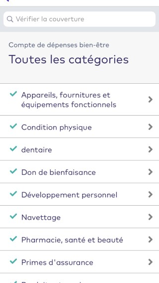 Écran de couverture du compte de dépenses Lifestyle sur l'application mobile League