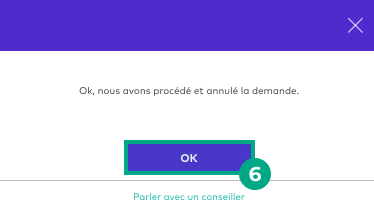 Annulation de la fenêtre contextuelle de confirmation de réclamation avec le bouton ok en surbrillance sur le site Web de la Ligue