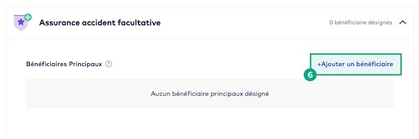 Page de désignation de bénéficiaires sur le site Web de la Ligue avec le bouton Ajouter un bénéficiaire en surbrillance