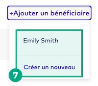 Page de désignation de bénéficiaires sur le site Web de la Ligue avec la liste déroulante Ajouter un bénéficiaire en surbrillance