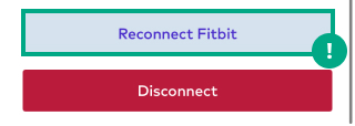 League app reconnect fitbit button highlighted