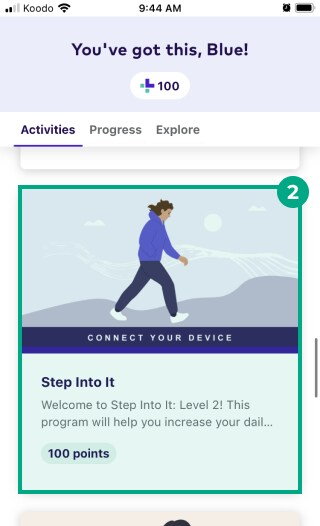connected program step into it highlighted in the activities tab