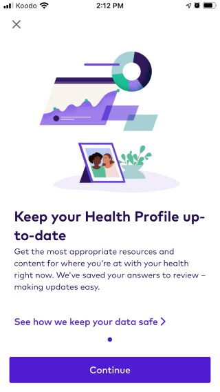 keep your health profile up-to-date screen in League's app