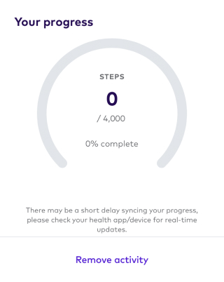 Screenshot of the progress bar for a wearable activity on the League mobile app