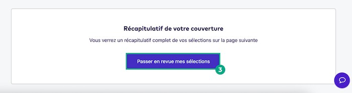 Écran récapitulatif de la couverture avec le bouton de révision en surbrillance